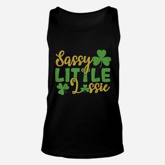 Sassy Little Lassie Shamrock St Patricks Day Unisex Tank Top - Seseable