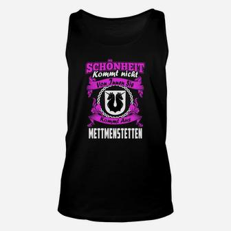 Schwarz Unisex TankTop Schönheit aus Mettenstetten in Pink-Weißer Schrift - Seseable