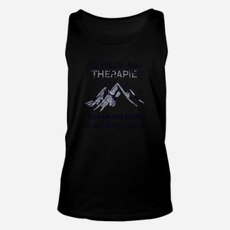 Schwarzes Bergsteiger-Unisex TankTop mit dem Motiv Gipfel Therapie - Seseable