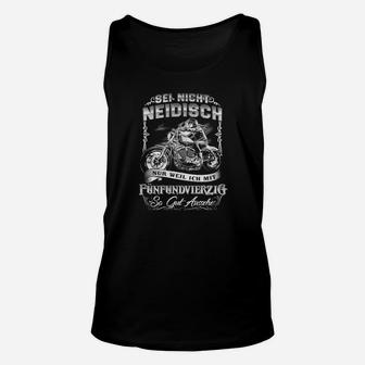 Schwarzes Biker-Unisex TankTop mit Nicht Neidisch Sein Spruch und Motorrad-Motiv - Seseable