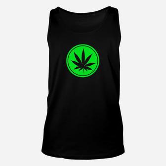 Schwarzes Cannabisblatt Unisex TankTop im Kreisdesign, Grün Motiv Tee - Seseable