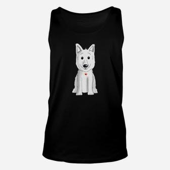 Schwarzes Cartoon-Hund Unisex TankTop mit Rotem Halsband, Lustiges Tee - Seseable