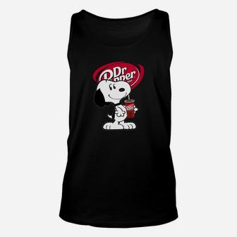 Schwarzes Dr. Pepper & Snoopy Unisex TankTop, Witziges Motiv Tee - Seseable