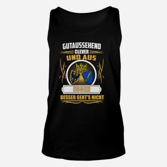 Schwarzes Herren-Unisex TankTop Gutaussehend Clever aus Essen Wappen-Design - Seseable