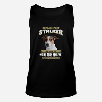 Schwarzes Hund Unisex TankTop Persönlicher Stalker, Witziges Tee - Seseable