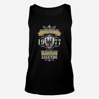 Schwarzes Löwenwappen Geburtstagsjahr Unisex TankTop, Legenden-Spruch - Seseable