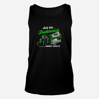 Schwarzes Traktoristen Unisex TankTop, Lustiges Landwirt Design - Seseable