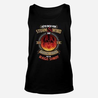 Schwarzes Unisex TankTop Hüte Dich vor Sturm Lustiges Sprüche Tee - Seseable