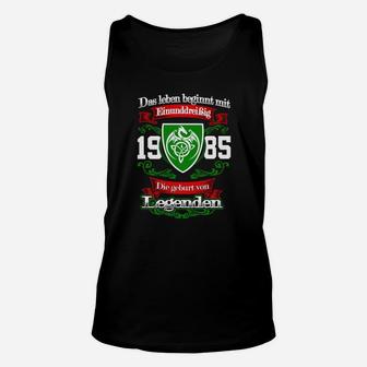 Schwarzes Unisex TankTop Jahrgang 1985 Legenden Design, Retro Look - Seseable