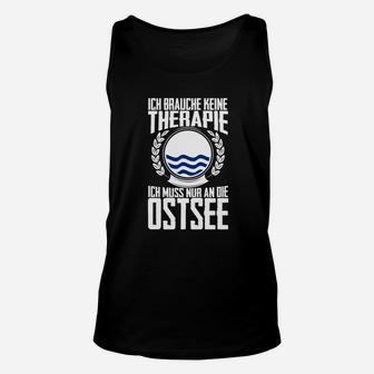 Schwarzes Unisex TankTop Keine Therapie, nur Ostsee – Lustiges Urlaubsmotiv - Seseable