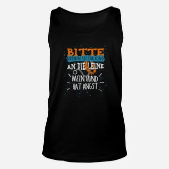 Schwarzes Unisex TankTop Kind an Leine, Hund hat Angst Lustiges Design - Seseable