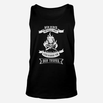 Schwarzes Unisex TankTop Kochen wie der Teufel, Lustiges Motiv für Köche - Seseable