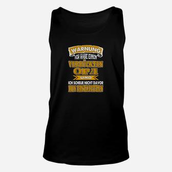 Schwarzes Unisex TankTop Lustiges Warnschild Verrückter Opa Design - Seseable