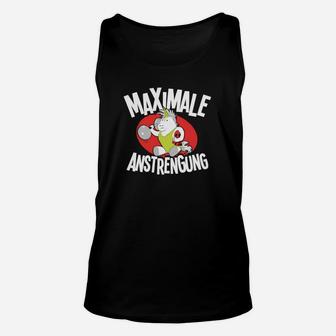 Schwarzes Unisex TankTop 'Maximale Anstrengung' mit Comicfigur, Motivation - Seseable