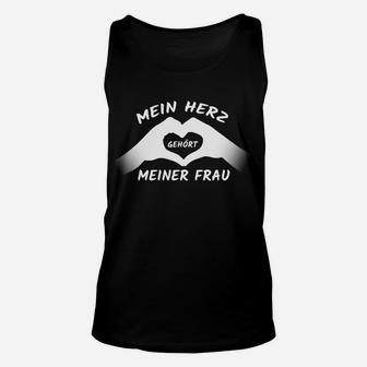 Schwarzes Unisex TankTop Mein Herz gehört meiner Frau, Romantisches Herrenshirt - Seseable