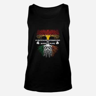 Schwarzes Unisex TankTop mit Deutschland-Irland Wurzel-Motiv, Heimatliebe Spruch - Seseable