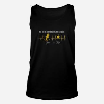 Schwarzes Unisex TankTop mit EKG-Herzschlag & Flugzeug, Liebhaber des Fliegens Motiv - Seseable