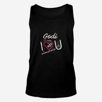 Schwarzes Unisex TankTop mit Godi Herz & Gitarren-Print für Musikliebhaber - Seseable