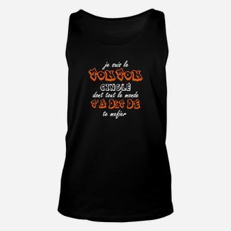 Schwarzes Unisex TankTop mit Je suis le Tonton singe Spruch, Französisches Design - Seseable