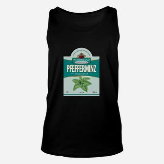 Schwarzes Unisex TankTop mit Pfefferminz-Design, Modisches Minztee-Motiv - Seseable