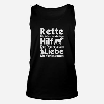 Schwarzes Unisex TankTop Rette, Hilf, Liebe, Inspirierende Botschaft - Seseable