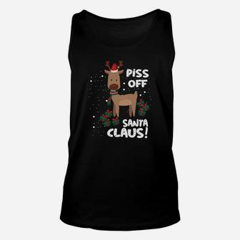 Schwarzes Weihnachts-Unisex TankTop, Freches Rentier Motiv & Spruch - Seseable