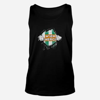 Schwarzes Wien Energie Unisex TankTop mit aufgerissenem Design - Seseable