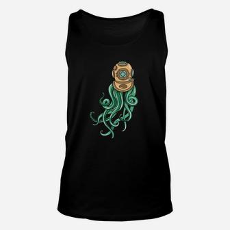 Scuba Diver Octopus Illustration Gift Sea Diving Unisex Tank Top - Seseable