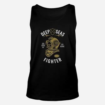 Scuba Diving Dive Deep Go Deep Diver Helmet Unisex Tank Top - Seseable