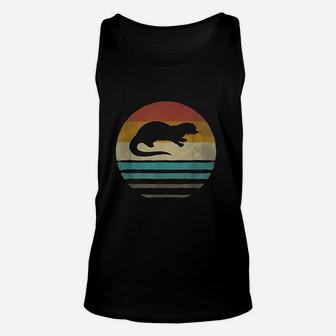 Sea Otter Retro Vintage 60s 70s Silhouette Distressed Gift Unisex Tank Top - Seseable