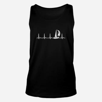 Segelboot-Herzschlag Herren Unisex TankTop Schwarz, Maritimes Design Tee - Seseable