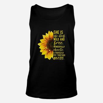 She Is Life Itself Wild And Free Sunflower Unisex Tank Top - Seseable