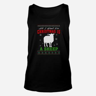 Sheep All I Want For Christmas Is A Sheep Unisex Tank Top - Seseable
