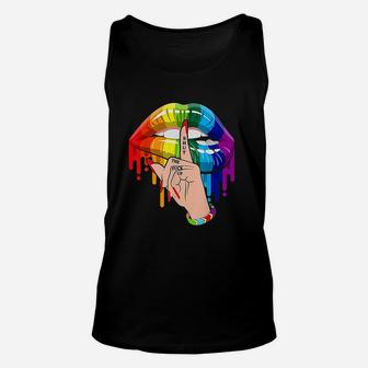 Shut Up Dripping Rainbow Lips Hand Gay Pride Lgbt Unisex Tank Top - Seseable