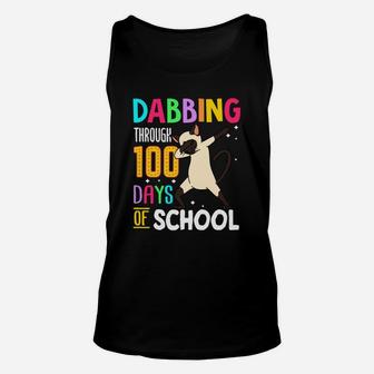 Siamese Dabbing Through 100 Days Of School Colorful Cat Lovers Funny Student Unisex Tank Top - Seseable