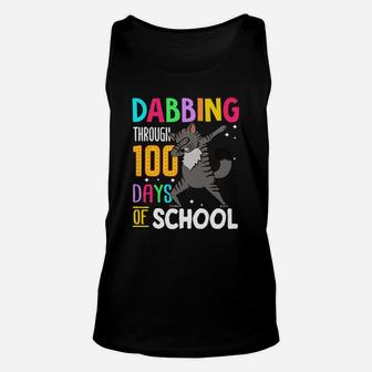 Siberian Dabbing Through 100 Days Of School Colorful Cat Lovers Funny Student Unisex Tank Top - Seseable