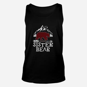 Sister Bear Christmas Pajama Red Plaid Buffalo Family Gift Unisex Tank Top - Seseable