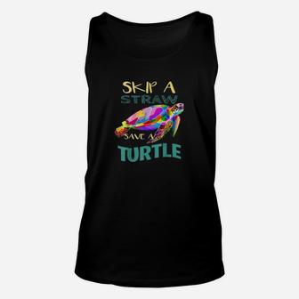 Skip Plastic Straw Save A Turtle Climate Change Unisex Tank Top - Seseable