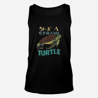 Skip Plastic Straw Save A Turtle Earth Day Climate Change Unisex Tank Top - Seseable