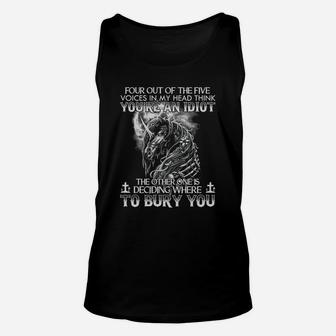 Skull Unicorn Diamond Four Out Of The Five Voices In My Head Think You’re An Idiot Shirt Unisex Tank Top | Seseable UK