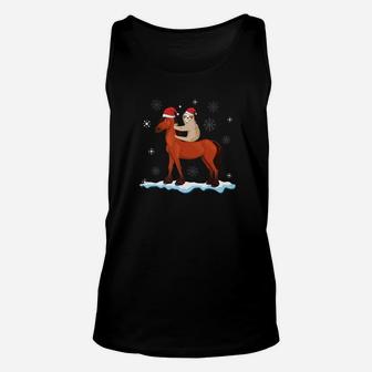 Sloth Riding Horse Walking Around Snow Christmas Cute Unisex Tank Top | Seseable CA