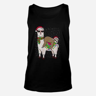 Sloth Riding Llama Christmas Gift Cute Sloth Llama Xmas Unisex Tank Top - Seseable