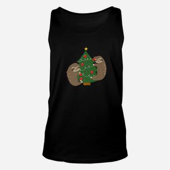 Sloths Decorating Christmas Tree Christmas Ball Star Unisex Tank Top - Seseable