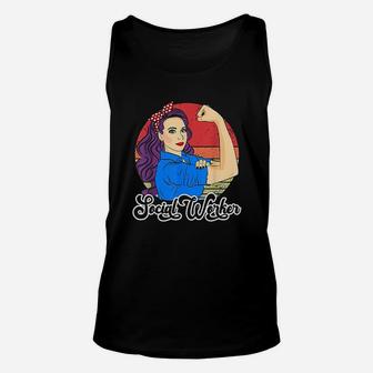 Social Worker Female Gift Vintage Caseworker Strong Woman Unisex Tank Top - Seseable
