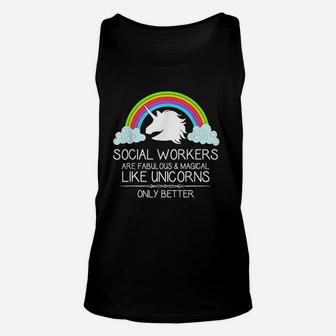 Social Worker Gifts Social Workers Are Like Unicorns Funny Unisex Tank Top - Seseable