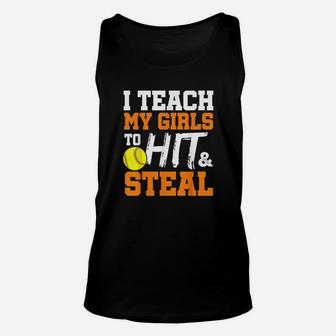 Softball Coach I Teach My Girls To Hit And Steal Gift Unisex Tank Top - Seseable