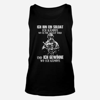 Soldaten-Motivations-Unisex TankTop: Ich kämpfe und gewinne - Schwarzes Design - Seseable