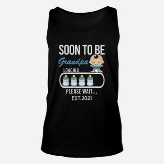 Soon To Be Grandpa Est 2021 Gift Funny Daddy Dad Unisex Tank Top - Seseable