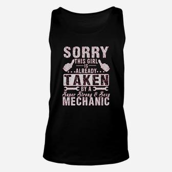 Sorry This Girl Is Already Taken By A Mechanic Wife Gift Unisex Tank Top - Seseable