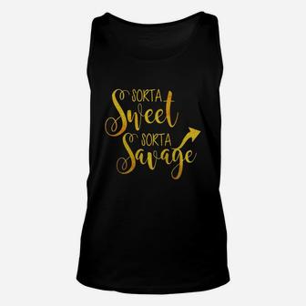 Sorta Sweet Sorta Savage T-shirt Glitter Women Trendy Quote Unisex Tank Top - Seseable